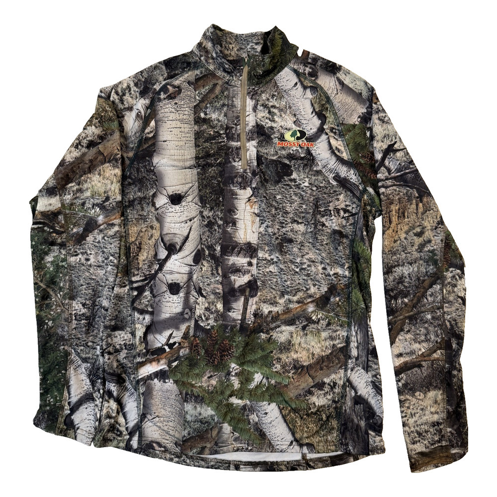 Mossy Oak Pullover Mens Medium Camo‎ Half Zip Real Tree Hunting Outdoor Gorpcore